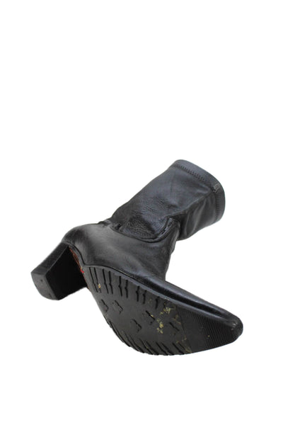 Warren Edwards Womens Leather Pointed Toe Cowboy Ankle Boots Black Size 38 8