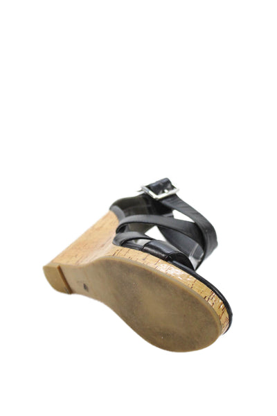 Cole Haan Womens Wedge Heel Platform Ankle Strap Sandals Black Size 6.5