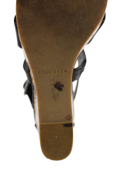Cole Haan Womens Wedge Heel Platform Ankle Strap Sandals Black Size 6.5