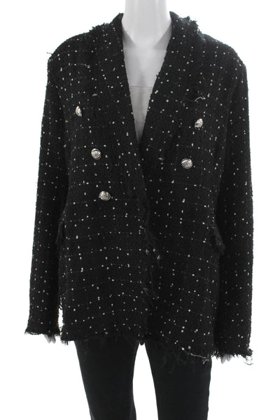 Lioness Women Black Check Basic Jacket Button Long Sleeve Polyester Size XL