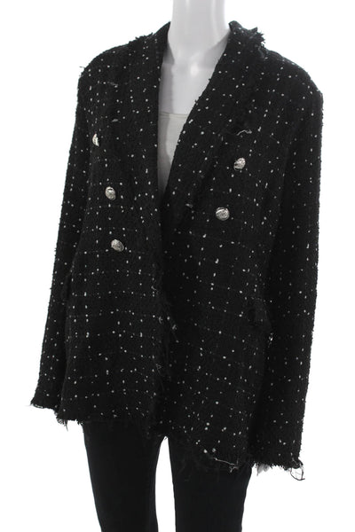 Lioness Women Black Check Basic Jacket Button Long Sleeve Polyester Size XL