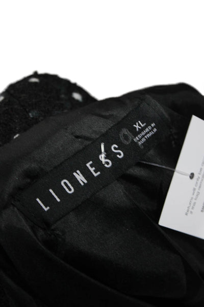 Lioness Women Black Check Basic Jacket Button Long Sleeve Polyester Size XL