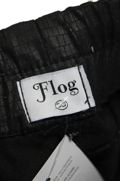 Flog Unisex Adults Jogger Pants Black Cotton Drawstring Size 30