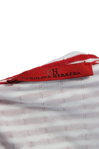 Carolina Herrera Womens Striped Crewneck 3/4 Dolman Sleeve Blouse Red Size XS