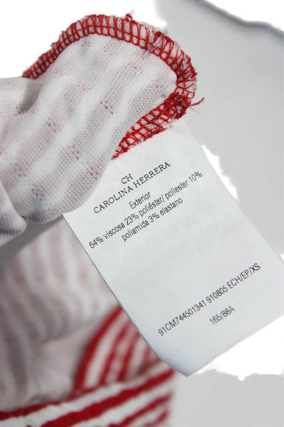 Carolina Herrera Womens Striped Crewneck 3/4 Dolman Sleeve Blouse Red Size XS
