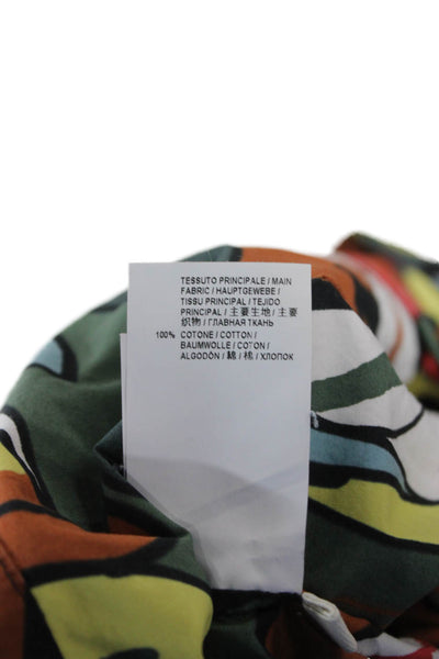 Marni Women Multicolor Floral Cotton Blouse 3/4 Sleeve Round Neck Zip Size S