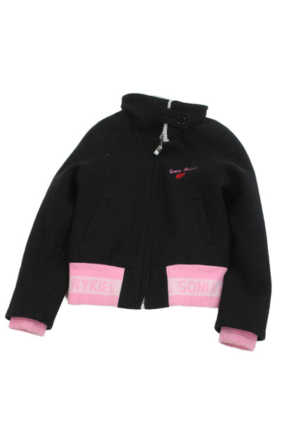 Sonia Rykiel Girls Collared Full Zippered Long Sleeve Jacket Black Size 10