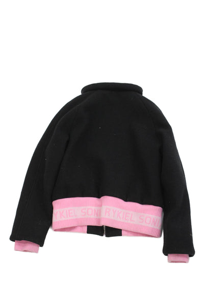 Sonia Rykiel Girls Collared Full Zippered Long Sleeve Jacket Black Size 10