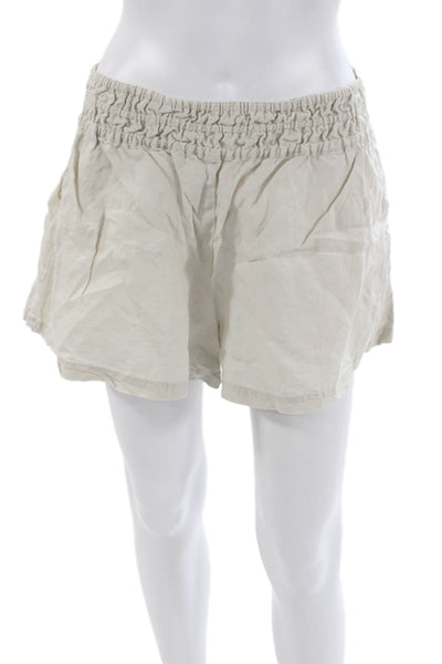 Anthropologie Womens Casual Linen Shorts Beige Pull On Size M