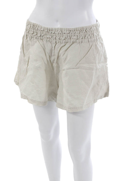 Anthropologie Womens Casual Linen Shorts Beige Pull On Size M