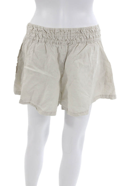 Anthropologie Womens Casual Linen Shorts Beige Pull On Size M