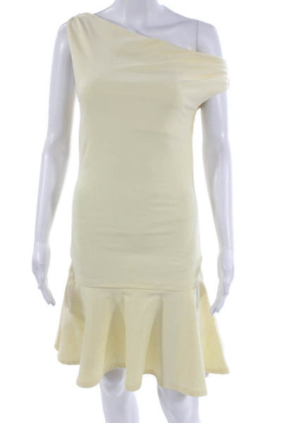 Zara Women Bodycon One Shoulder Midi Dress Yellow Size M