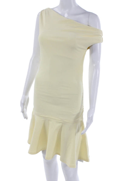 Zara Women Bodycon One Shoulder Midi Dress Yellow Size M