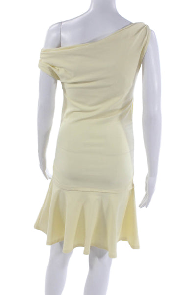 Zara Women Bodycon One Shoulder Midi Dress Yellow Size M