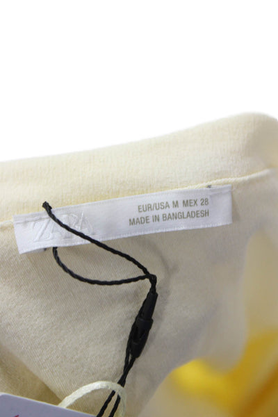 Zara Women Bodycon One Shoulder Midi Dress Yellow Size M