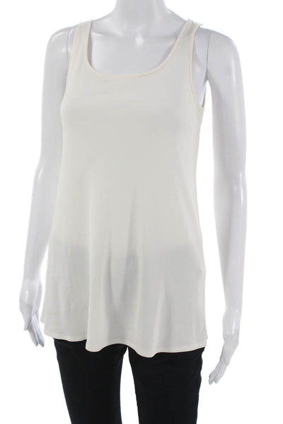 Eileen Fisher Women Sleeveless Silk Tunic Scoop Neck Ivory Pullover Size PS