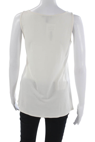 Eileen Fisher Women Sleeveless Silk Tunic Scoop Neck Ivory Pullover Size PS