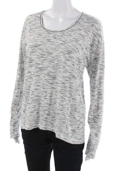 Lululemon Women Gray Striped Long Sleeve Pullover T-Shirt Round Neck Size 8