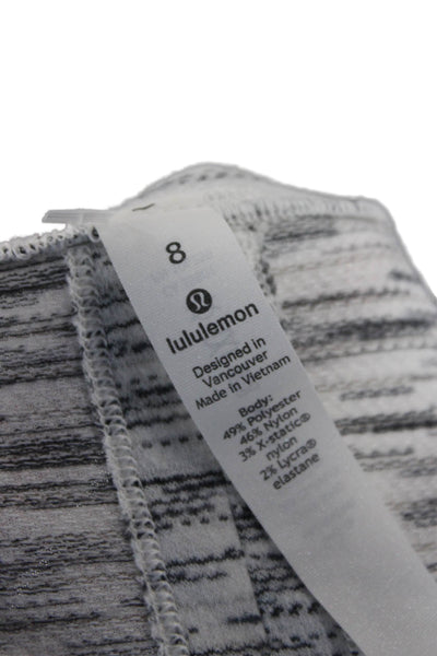 Lululemon Women Gray Striped Long Sleeve Pullover T-Shirt Round Neck Size 8
