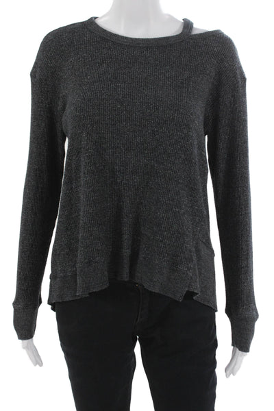 Wilt Womens Basic Gray Polyester Round Neck Long Sleeve T-Shirt Size XS