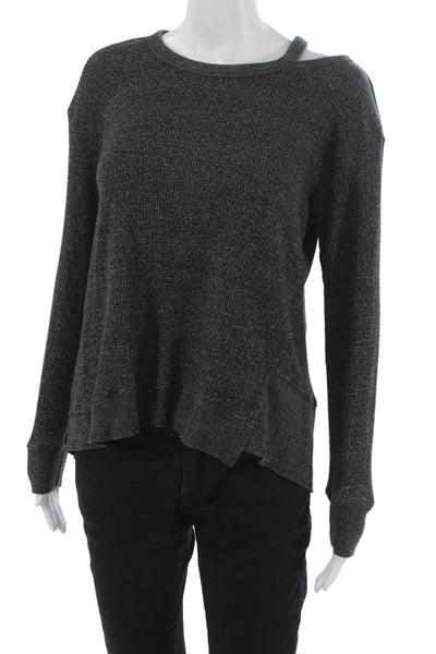 Wilt Womens Basic Gray Polyester Round Neck Long Sleeve T-Shirt Size XS