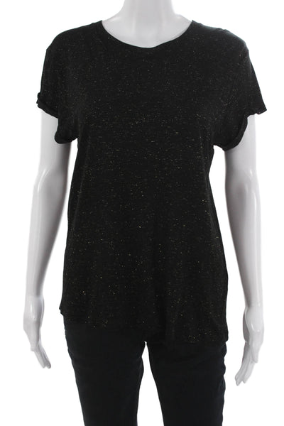 Allsaints Womens Basic Black Viscose Round Neck Short Sleeve T-Shirt Size 6
