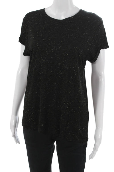 Allsaints Womens Basic Black Viscose Round Neck Short Sleeve T-Shirt Size 6