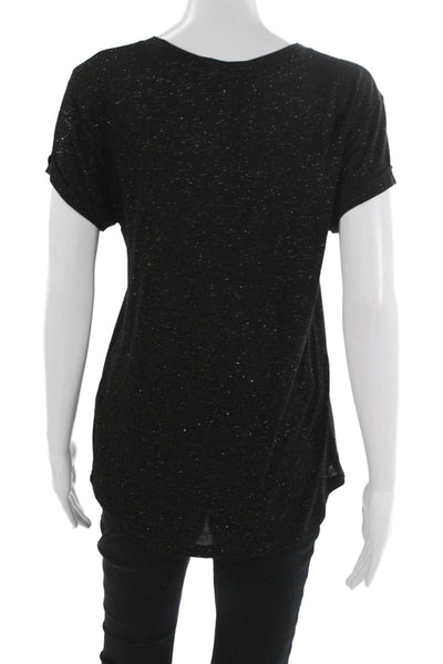 Allsaints Womens Basic Black Viscose Round Neck Short Sleeve T-Shirt Size 6