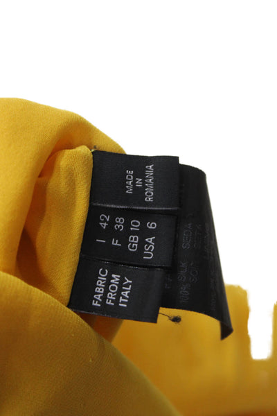 Derek Lam Womens Silk Off the Shoulder Tunic Blouse Yellow Long Sleeve Size M