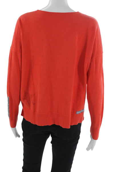 Lisa Todd Womens Pullover Sweater Orange Geometric Cotton Long Sleeve Size PM