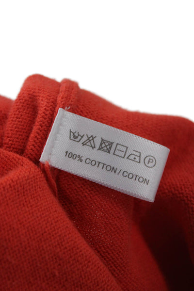 Lisa Todd Womens Pullover Sweater Orange Geometric Cotton Long Sleeve Size PM