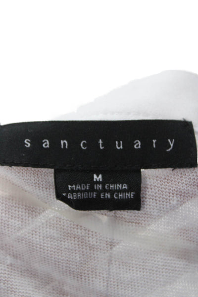 Sanctuary Women Tunic Blouse White Linen V-Neck Long Sleeve Size M