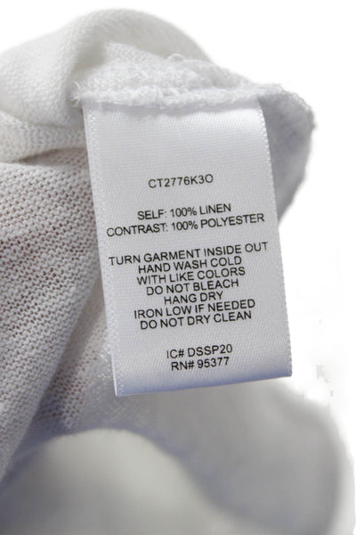 Sanctuary Women Tunic Blouse White Linen V-Neck Long Sleeve Size M