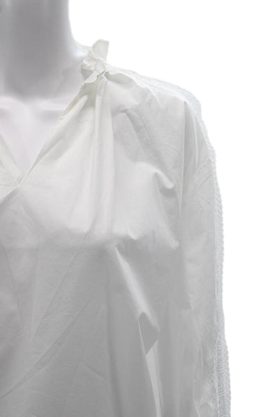 Sandro Women Tunic V Neck Cotton White Long Sleeve Fall Size 2