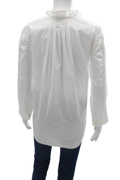 Sandro Women Tunic V Neck Cotton White Long Sleeve Fall Size 2