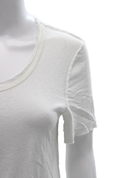 Standard James Perse Women White Scoop Neck Cotton T-Shirt Short Sleeve Size 1