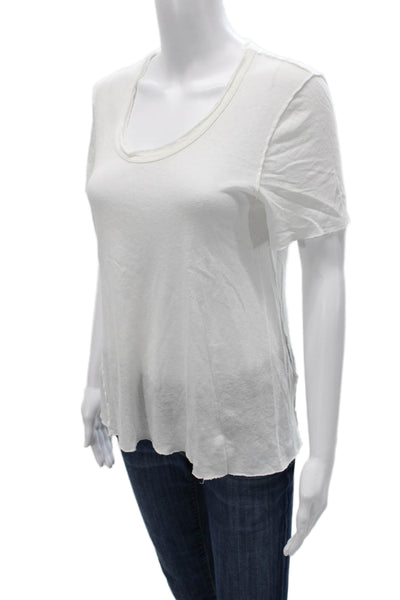 Standard James Perse Women White Scoop Neck Cotton T-Shirt Short Sleeve Size 1