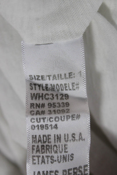 Standard James Perse Women White Scoop Neck Cotton T-Shirt Short Sleeve Size 1