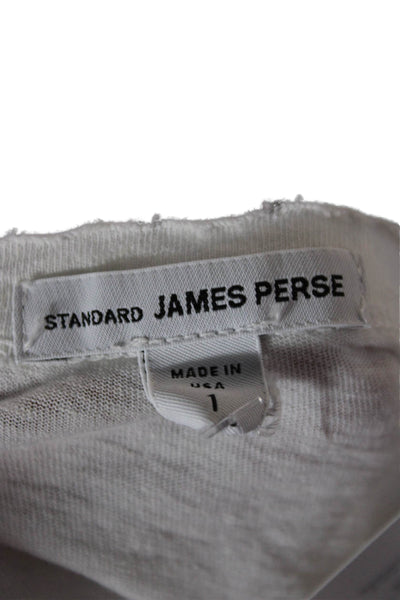 Standard James Perse Women White Scoop Neck Cotton T-Shirt Short Sleeve Size 1