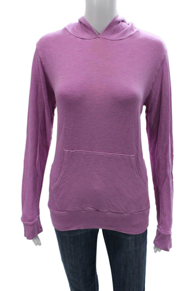 Monrow Women Pullover V Neck Rayon Sweater Long Sleeve Purple Size M