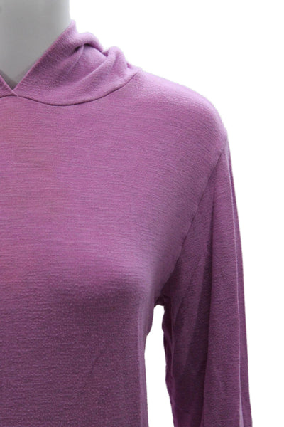 Monrow Women Pullover V Neck Rayon Sweater Long Sleeve Purple Size M