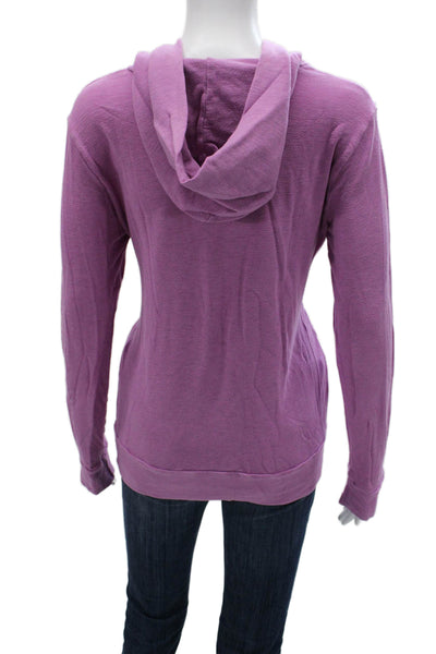 Monrow Women Pullover V Neck Rayon Sweater Long Sleeve Purple Size M