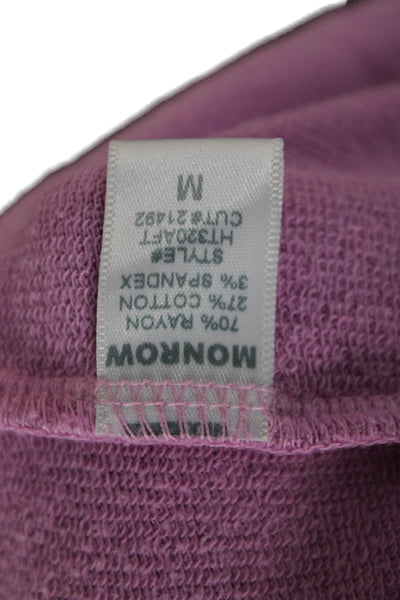 Monrow Women Pullover V Neck Rayon Sweater Long Sleeve Purple Size M