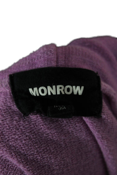 Monrow Women Pullover V Neck Rayon Sweater Long Sleeve Purple Size M