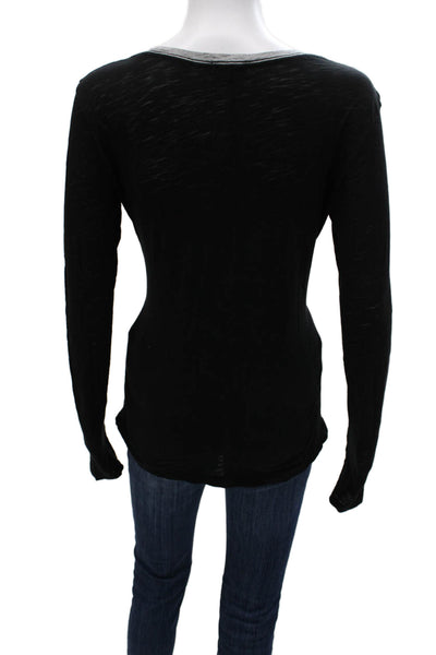 Goldie Womens Basic Black Pima Cotton Long Sleeve Round Neck T-Shirt Size M