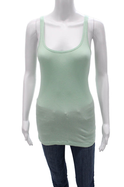 Vince Womens Pima Cotton Scoop Neck Sleeveless Tank Green Size M