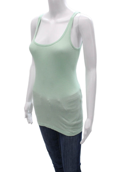 Vince Womens Pima Cotton Scoop Neck Sleeveless Tank Green Size M