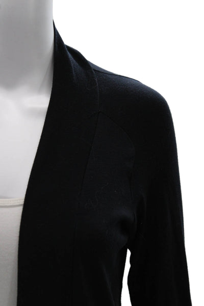 Splendid Women Cardigan Black Pima Cotton Round Neck Long Sleeve Size L