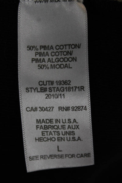 Splendid Women Cardigan Black Pima Cotton Round Neck Long Sleeve Size L