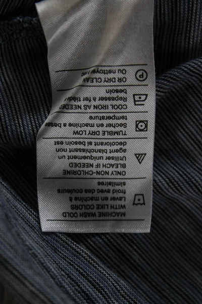 Vince Mens Long Sleeve Collared Striped Knit Polo Shirt Blue Size Extra Large